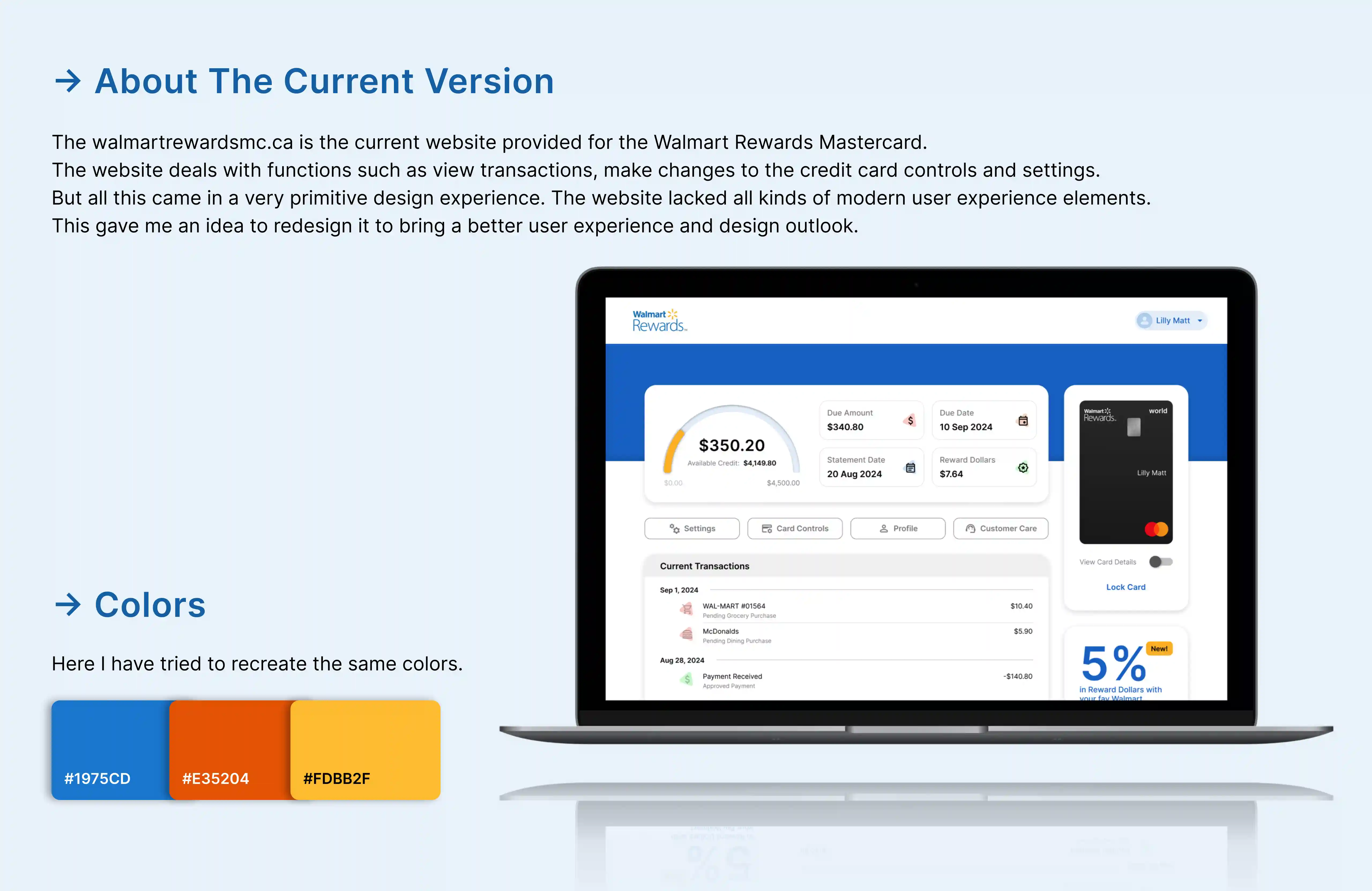 Walmart Rewards Mastercard website - redesigned image 2